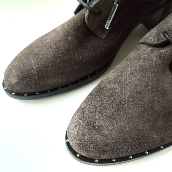 Freda Salvador NEW Ace Suede Leather Grey Lace Up High Heel Desert Boots Size 7 - Picture 7 of 11